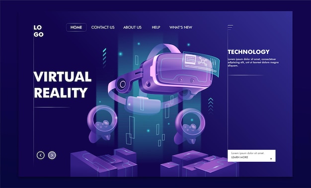 Vetor página de destino de realidade virtual