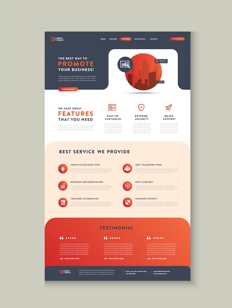 Vetor página de destino do site comercial | página de destino do aplicativo | design de interface de usuário da web | modelo de estrutura de arame da web