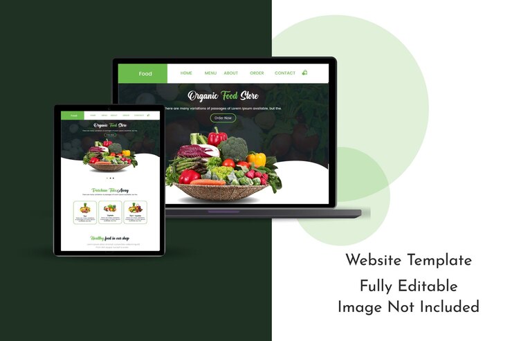 Vetor página de destino do site de encomenda de alimentos orgânicos