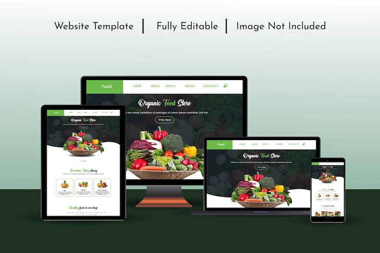 Vetor página de destino do site de encomenda de alimentos orgânicos