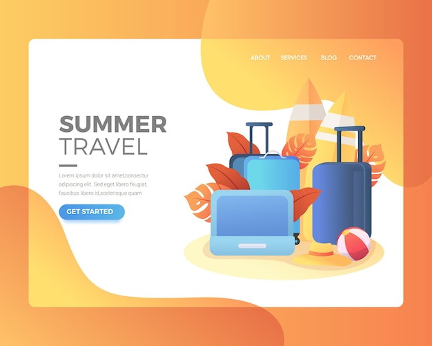 Página de destino landing page of uma coleção de bagagem para férias