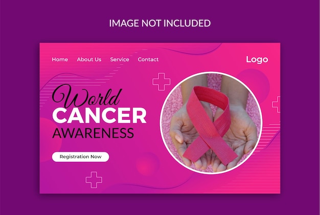 Página de destino mundial do câncer de mama e modelo de banner da web de conscientização mundial do câncer