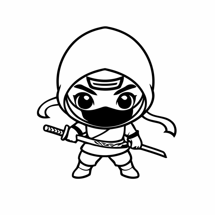 Vetor página de doodle de ninja alegre para crianças