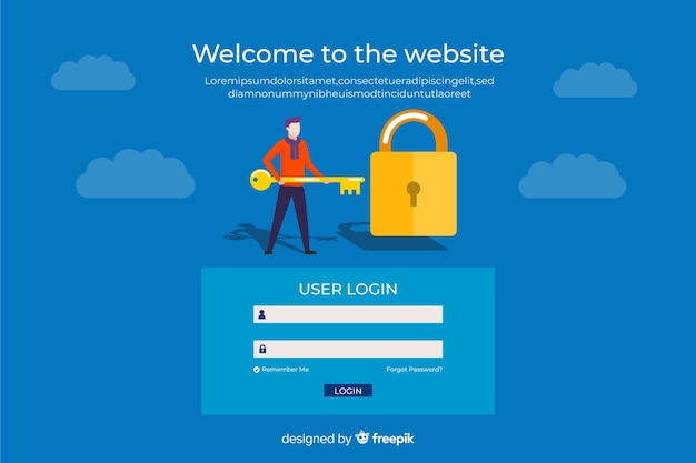 Vetor página de entrada de login do usuário