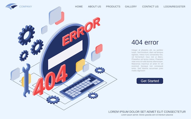 página de erro 404 ilustração plana do conceito de vetor isométrico 3d