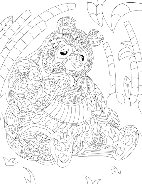 Desenho para Colorir – Animais - Panda - Aula Pronta