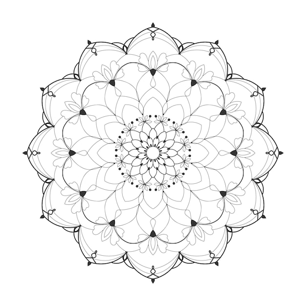 Página de livro de colorir de contorno de mandala de flores para adultos estilo oriental de padrão redondo ornamental