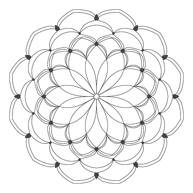 Página de livro de colorir de contorno de mandala de flores para adultos estilo oriental de padrão redondo ornamental