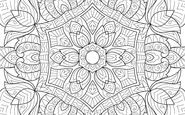 Página de livro de colorir de design de mandala detalhado decorativo para adultos