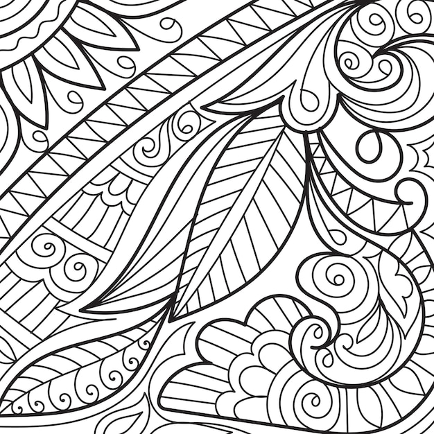 Página de livro de colorir de design decorativo de henna