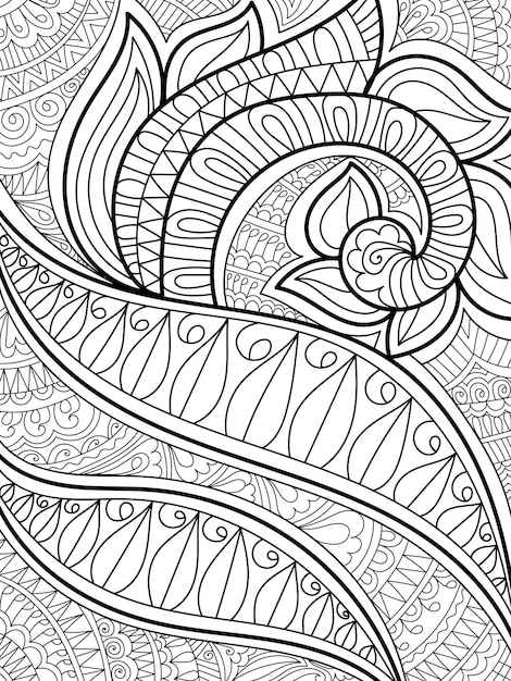 Página de livro de colorir padrão de design de henna decorativa