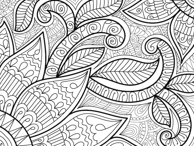 Página de livro de colorir padrão de design de henna decorativa