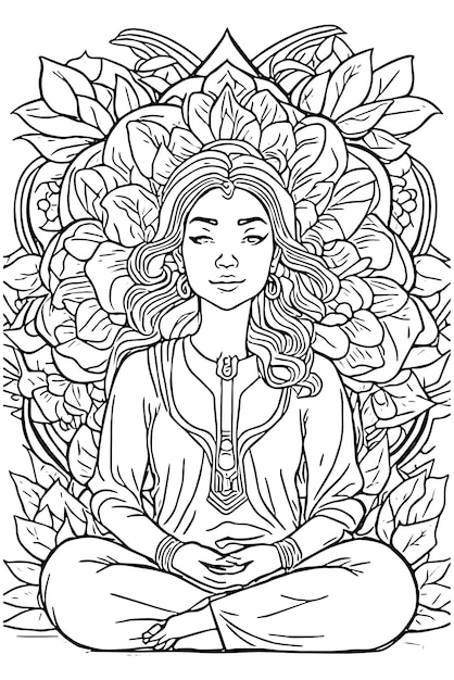 Vetor página de livro para colorir criativa de vetor gautama buda com estilo de design de henna