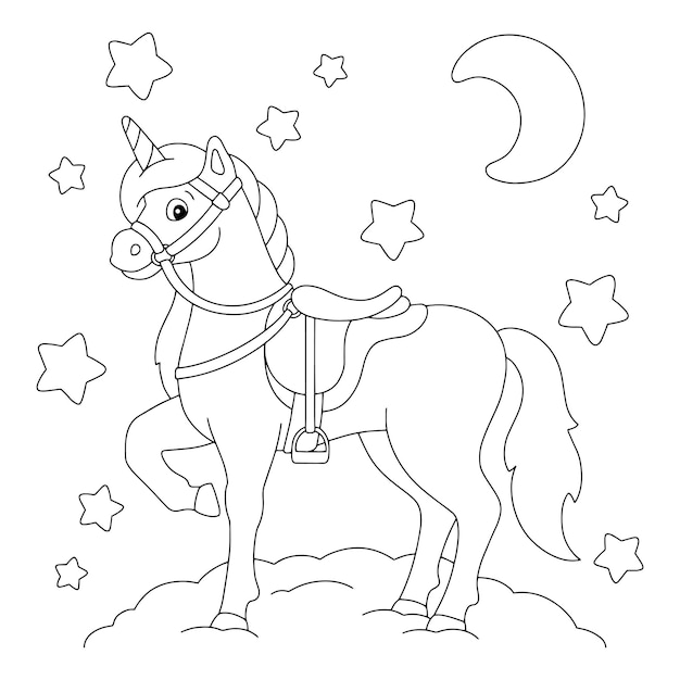 Desenhos para colorir de desenho de um cavalo com sua sela para colorir  