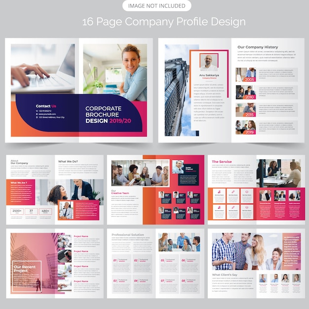 Página design da brochura do perfil da empresa