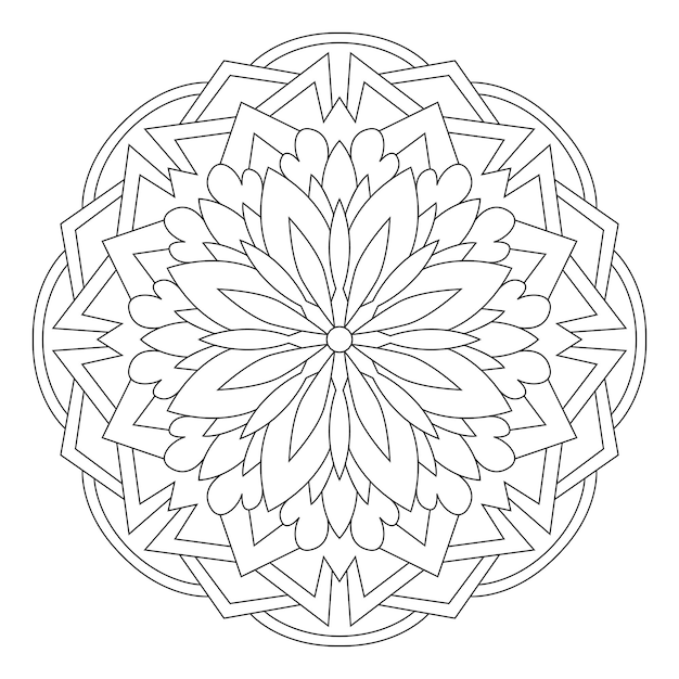 Página do livro de colorir mandala anti-stress para adultos. ilustração vetorial