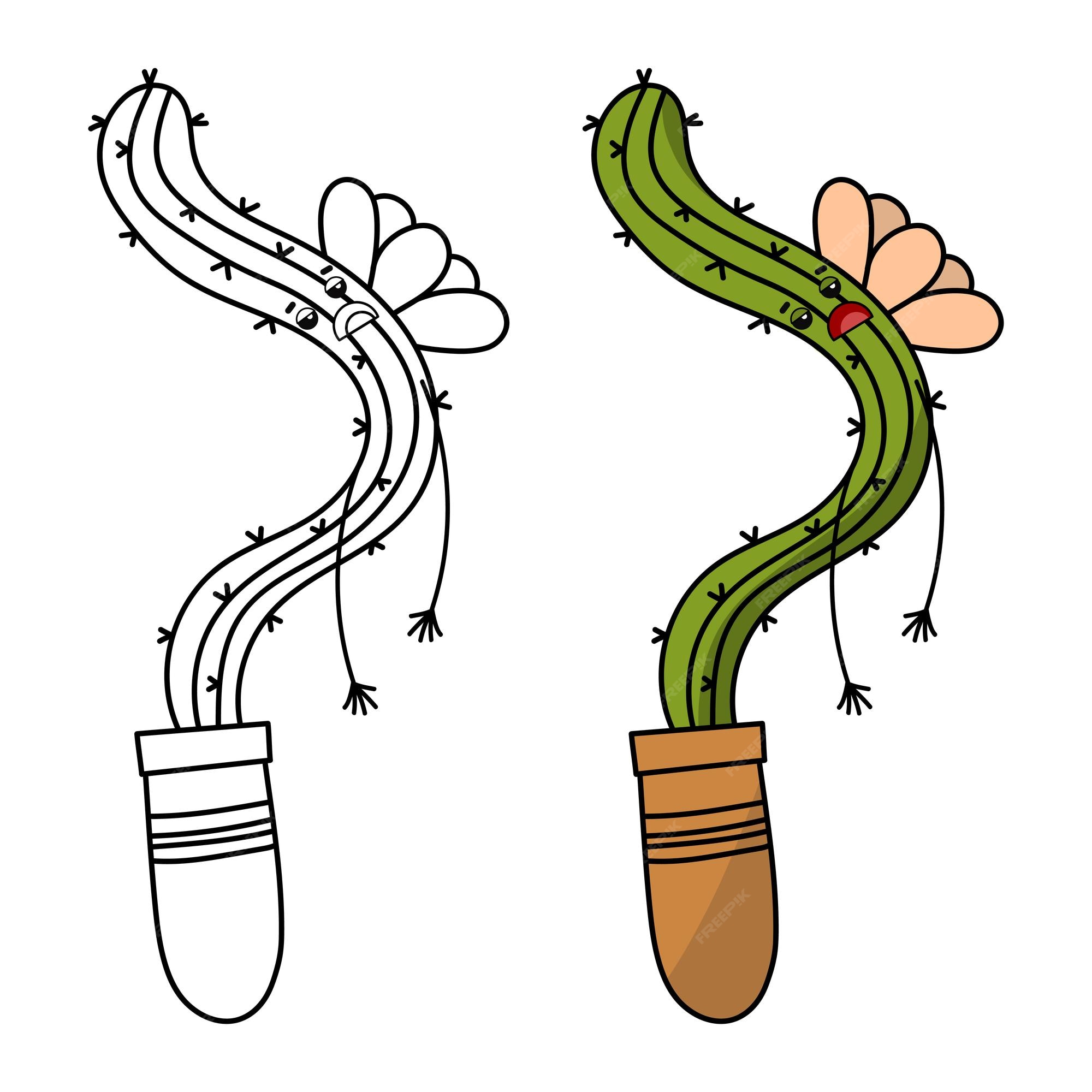 Livro para colorir cactos de desenho animado para crianças imprimível e  online