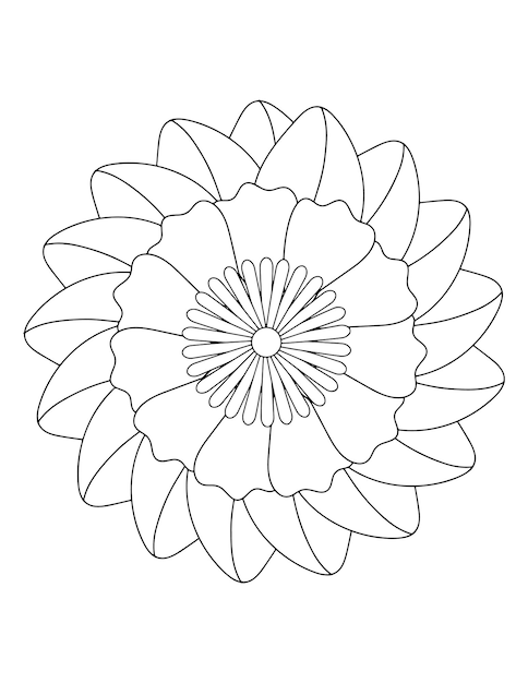 Página do livro para colorir de flores, página do livro para colorir adulto para amazon. página do livro para colorir da flor.