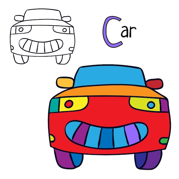 Vetor página do livro para colorir do carro