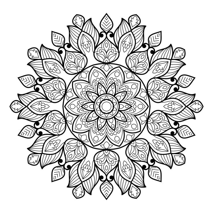 Vetor página do livro para colorir mandala detalhada decorativa