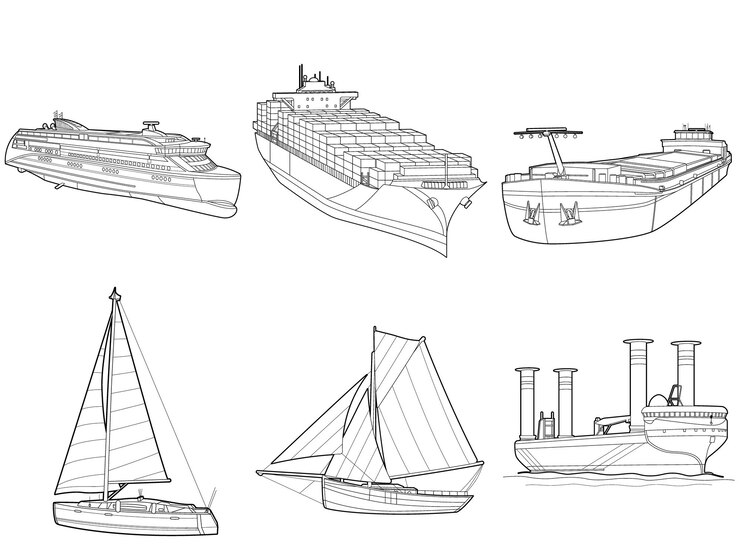 Página dois da série de barcos de livros para colorir