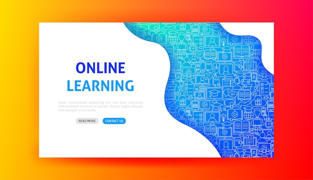 Página inicial de aprendizagem online. Ilustração em vetor de Outline Design.