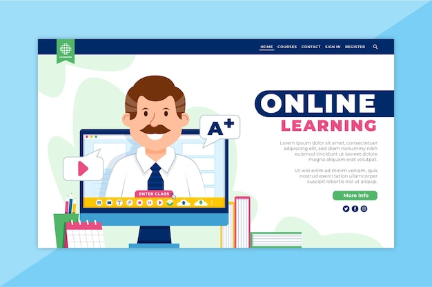 Vetor página inicial de aprendizagem online