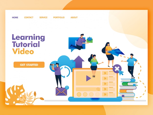 Página inicial do vídeo do tutorial de aprendizado para educação e aprendizado.