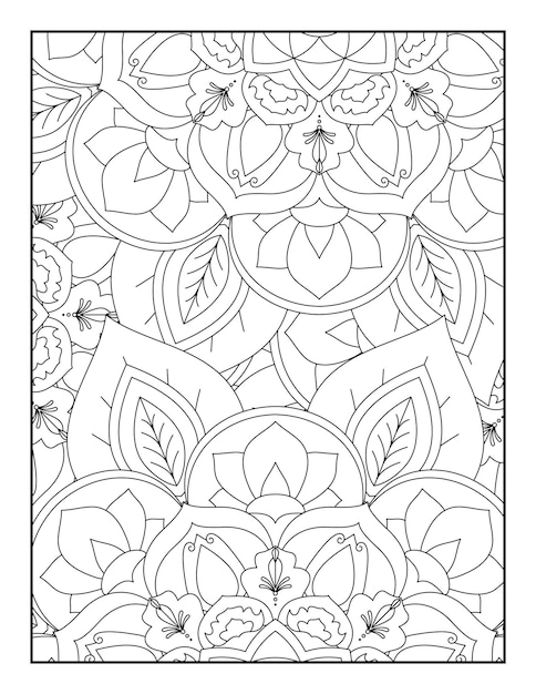 Página para colorir adulta, página para colorir de mandala floral.