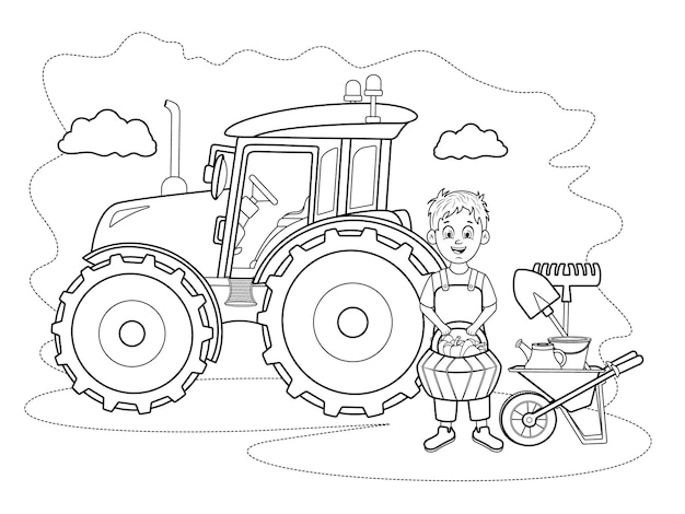 Desenho e Imagem Trator Agricultor para Colorir e Imprimir Grátis para  Adultos e Crianças 