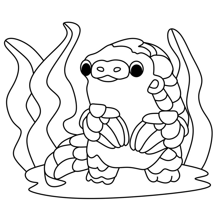 Vetor página para colorir alfabetos animal desenho animado pangolim