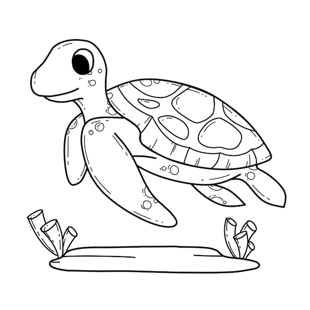 Vetor página para colorir alfabetos animal desenho animado tartaruga