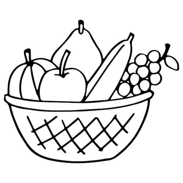 Desenhos de Grande Cesta de Frutas para Colorir e Imprimir