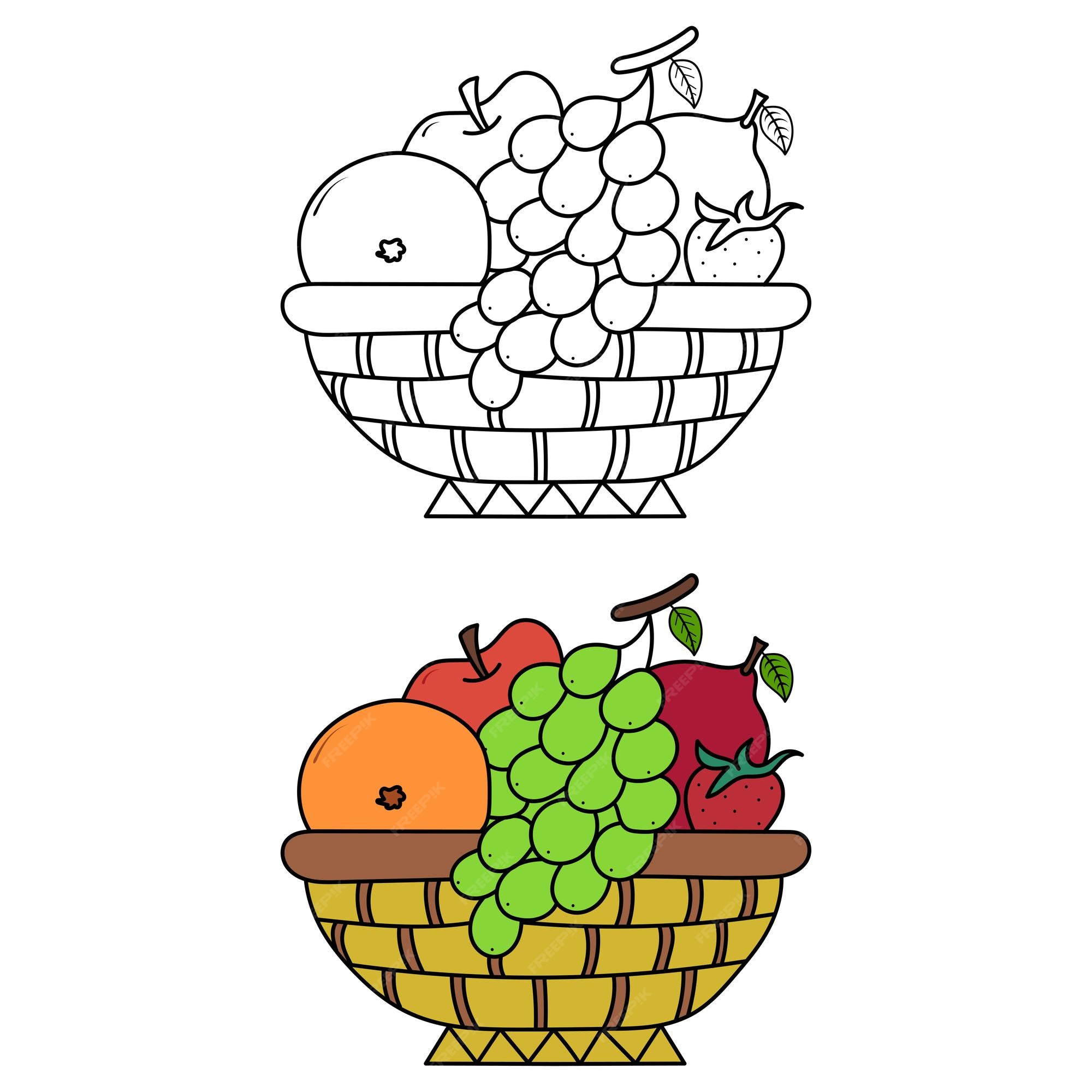 Ilustração Vetorial Frutas Colorir Página imagem vetorial de