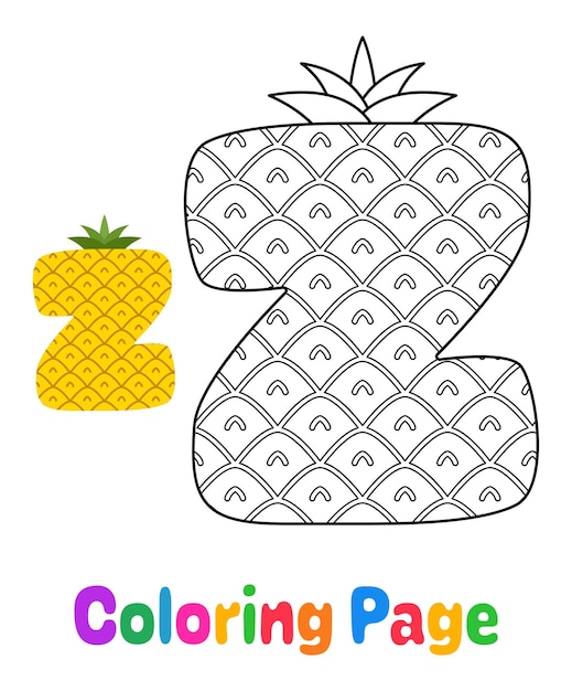 Página para colorir com alfabeto z para crianças