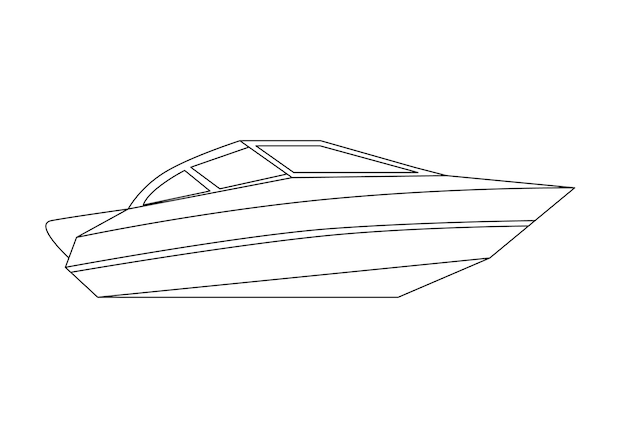 Página para colorir com barco para crianças ilustração em vetor de desenho animado de navio legal