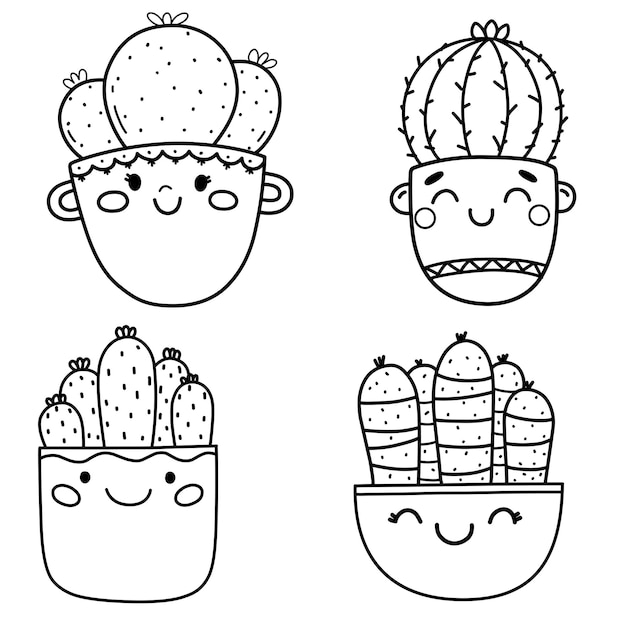 Desenho de cactos para colorir