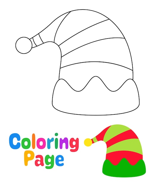 Página para colorir com chapéu de elfo para crianças