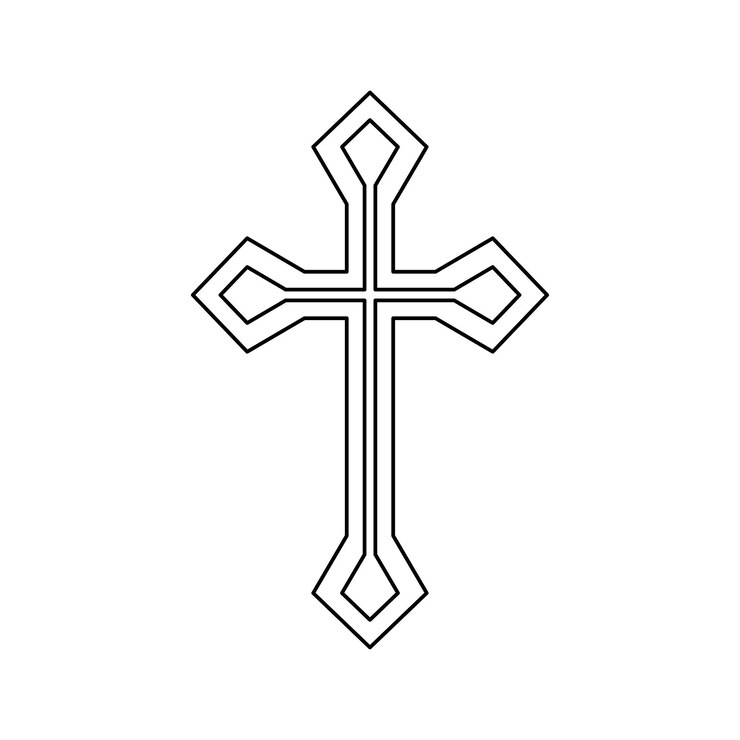 Vetor página para colorir com christian cross para crianças