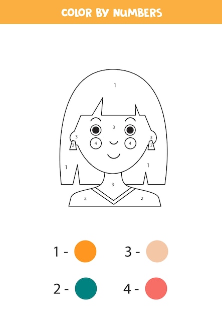 Página para colorir com desenho animado cor por números jogo educacional de matemática para crianças