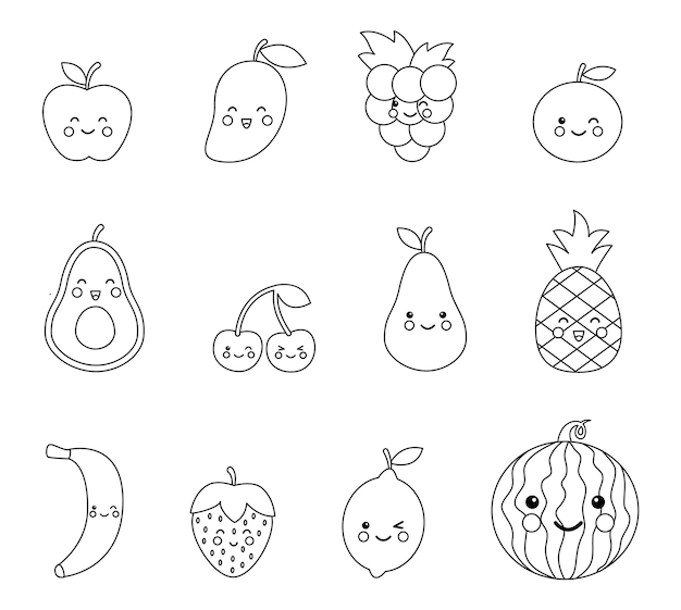 Desenho de frutas 20 frutinhas fofas para desenhar