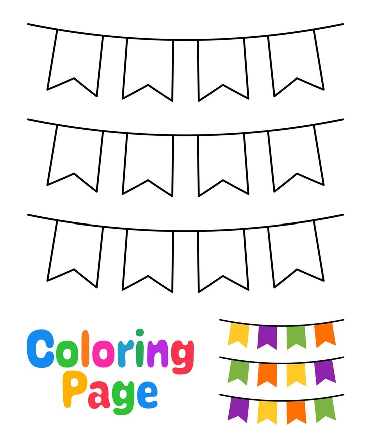 Vetor página para colorir com garland para crianças