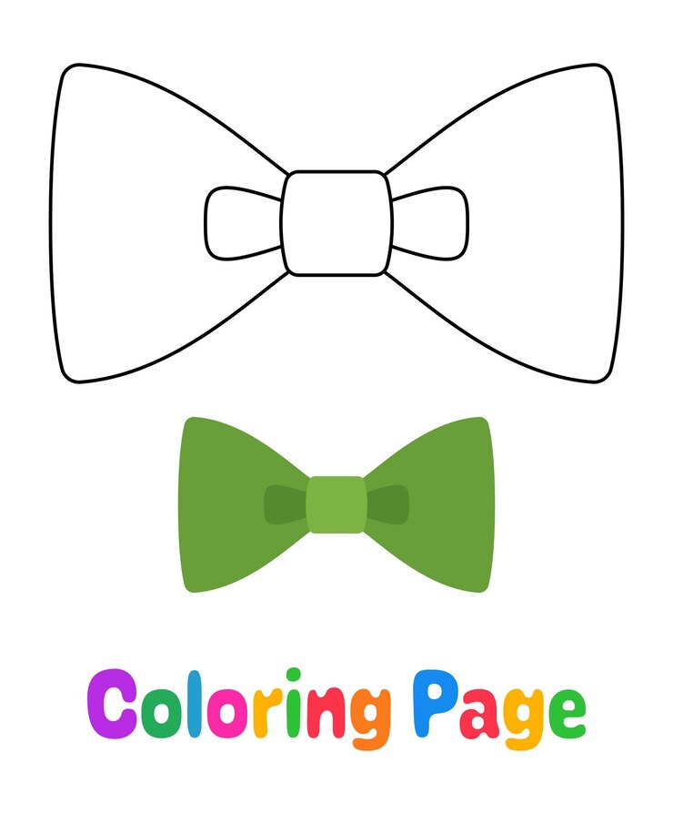 Vetor página para colorir com gravata borboleta para crianças