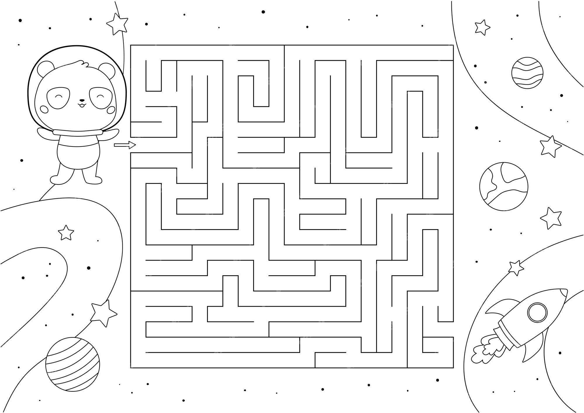 labirinto, jogo para crianças. que tipo de comida o panda fofo