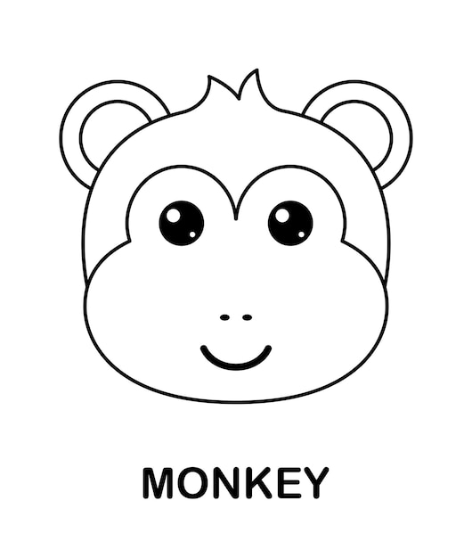 Um Macaco Sorridente Para Colorir O Design De Arte De Linha Para Crianças..  Ilustração Stock - Ilustração de branco, livro: 217373112