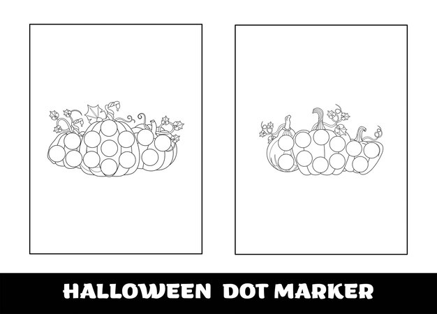 Vetor página para colorir com marcador de pontos de halloween para crianças jogo educacional de halloween para crianças em idade pré-escolar