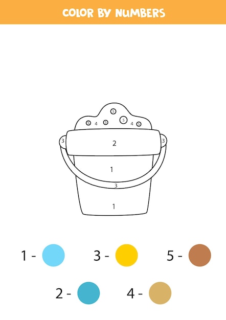 Página para colorir com pilha de desenhos animados. colorir por números. jogo de matemática para crianças.