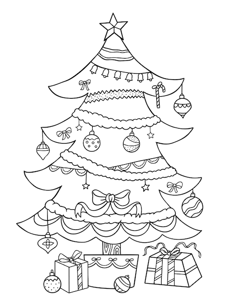 Desenhos de Arvore de Natal Simples para Colorir e Imprimir 