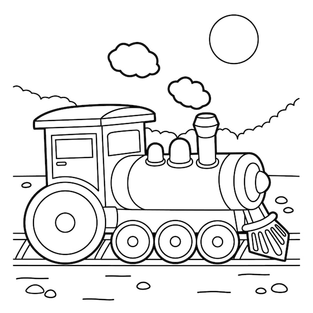 Vetor página para colorir da locomotiva a vapor
