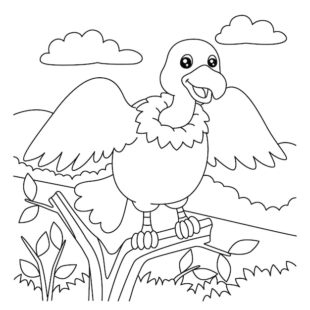 Página para colorir de abutre para crianças